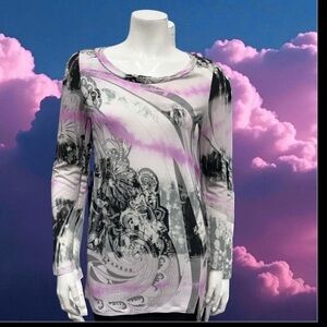Emilio Pucci Black and Pink Patterned Blouse